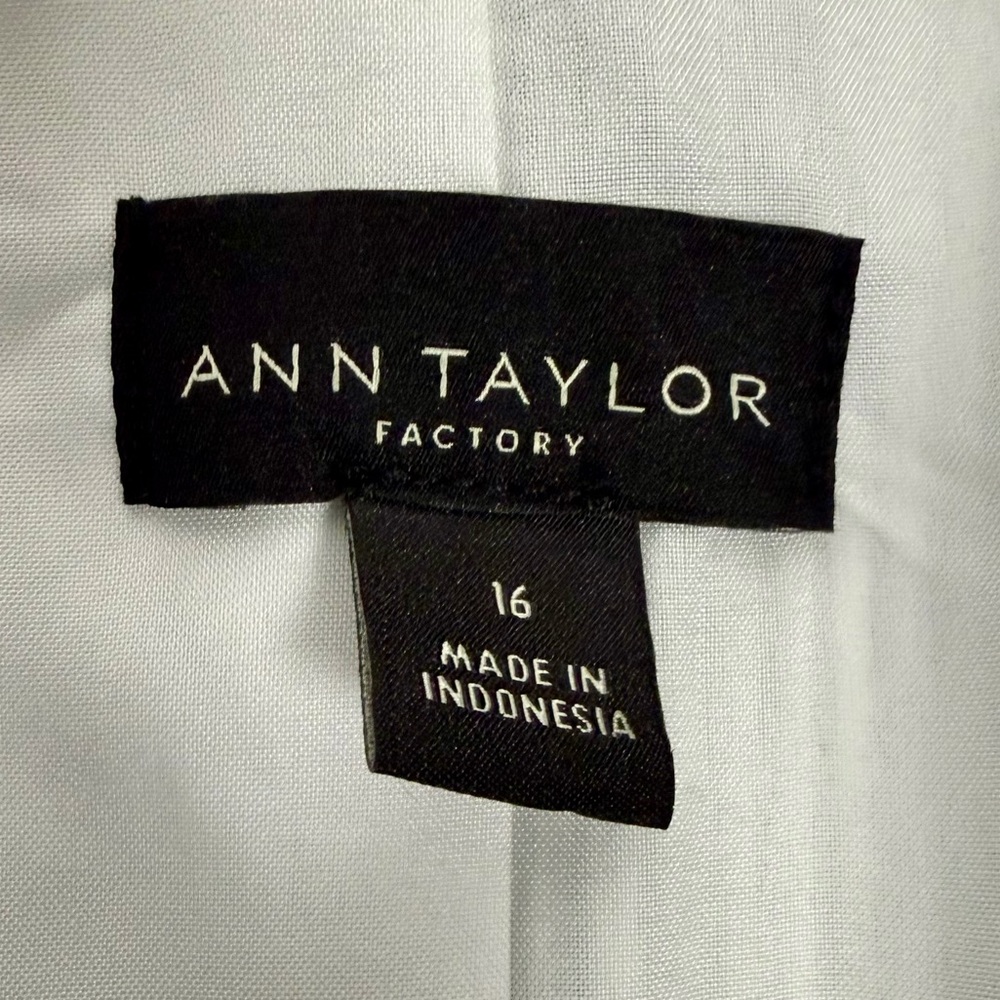 Ann Taylor Factory Womens Striped Blazer Size 16 Blue White Cotton Blend Jacket - Picture 14 of 15
